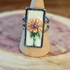 SUMMER DELIAH: Handmade jewelry- clay and resin statement ring. Pink-orange tone